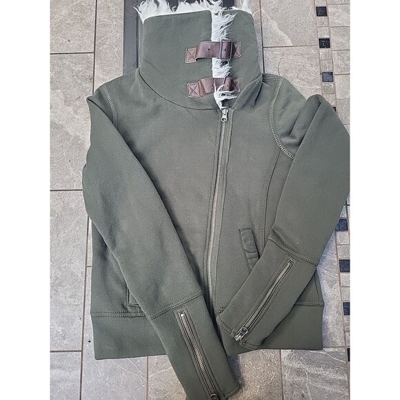 NWT Vintage Aeropostale Womens Knit Sherpa Aviator Bomber Jacket, Green, Small - Picture 3 of 10